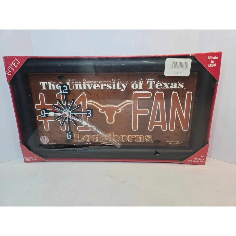 University of‎ Texas Longhorns NCAA #1 Fan Quartz License Plate Clock New